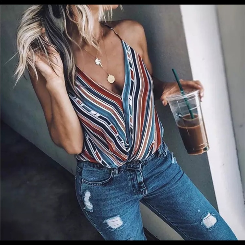 Almost gone✨ Trend stripe twist knot front top - Picture 2 of 8